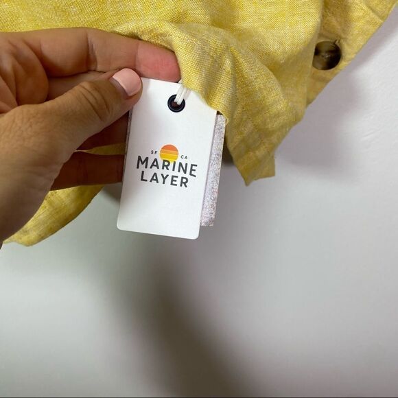 MARINE LAYER Yellow Sleeveless Linen Crop Top - Size Medium - Picture 7 of 9